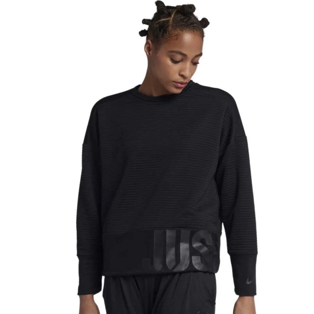 NIKE Dry Crew DBL GRX Black Logo Active Long Sleeve Sweatshirt Women’s Size S